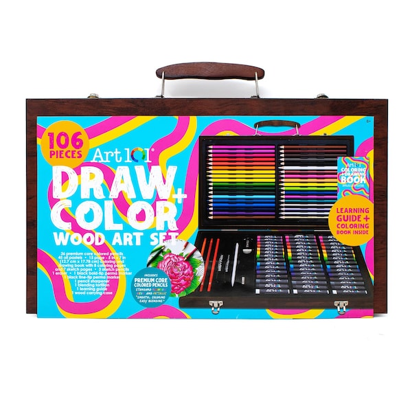 Art 101 Draw & Color Wood 106-Piece Art Set 53106MB - main